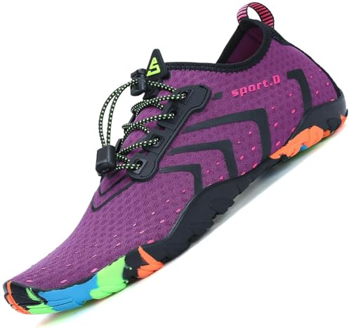 SAGUARO Badeschuhe Damen Wasserschuhe Schwimmschuhe Aquaschuhe Surfschuhe Barfuß rutschfeste Strandschuhe Wassersport Schuhe, Stil 1: Lila, 38 EU
