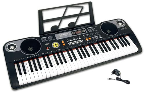 BONTEMPI - Harmonykeys Clavier Numérique à Touches Professionnelles avec 61 Touches, Connexion USB, Adaptateur Secteur, 200 Sons et Rythmes, Fonction Enregistrement, Écran 3 Chiffres 860x295x90 mm
