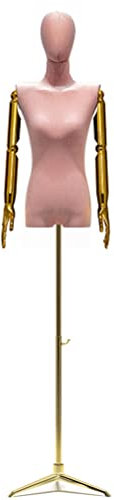 Manichino Sartoriale Donna Manichino da Esposizione for metà Corpo Femminile Busto, Manichino Femminile da Vetrina, Altezza Regolabile/Testa E Braccia in Velluto/Treppiede (Color : Pink)