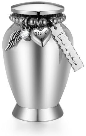 Dletay Petite urne funéraire pour papa 7,2 cm avec breloque en forme de croix, en acier inoxydable