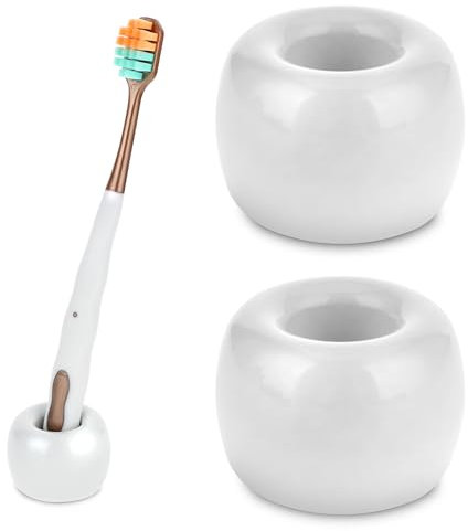 COMNICO 2 mini portaspazzolino da denti in ceramica fatti a mano bianco piccolo porta rasoi da bagno porta spazzolino da denti per lavabo da bagno controsoffitti