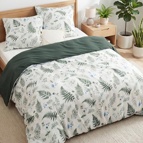 BEDSURE Juego de ropa de cama de 220 x 240 cm, 3 piezas, funda nórdica de 220 x 240 cm con 2 fundas de almohada de 80 x 80 cm, certificado Öko-Tex, diseño de flores, plantas, para cama doble con