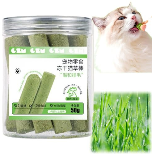 BigyQiu 10PCS Cat Teething Sticks for Indoor Cats - Natural Grass Catnip Sticks for Dental Care & Hairball Removal