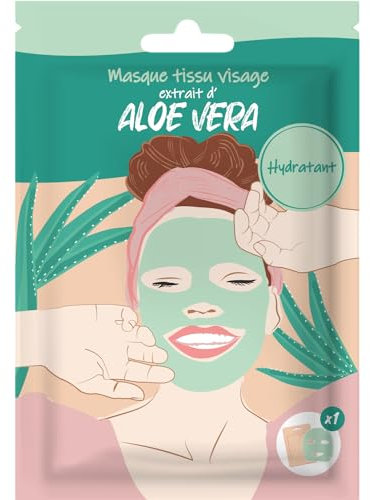 Masque Aloe Vera en Tissu - Soin Visage Express en 10 Minutes - Peau Douce et Hydratée - Pour Confort et Fraîcheur Immédiats - Hydratation, Beauté Femme - Skincare Masque French Tendance