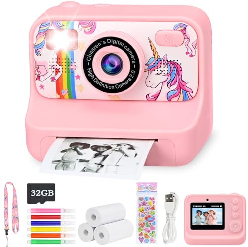 Smlper Kids Camera Instant Print,2.4'' Digital Selfie Camera for Kids with 32G Card and 3 Rolls Print Paper,1080P HD Video Toddler,Christmas Birthday Gifts for Boys Girls Age 3-12