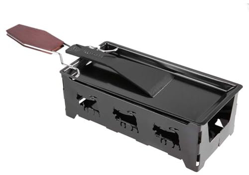 Sarini Portable Non-Stick Cheese Grill Set Tea Light Raclette Roaster Baking Tray Oven with Wooden Handle Perfect Home Kitchen Grill Tool for Delicious Meals