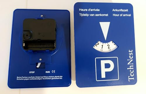 TechNest Automatische Elektronische Parkscheibe_Europäische Parkuhr mit 24-Stunden-Zeitanzeige für Autozubehör_Farbe Blau