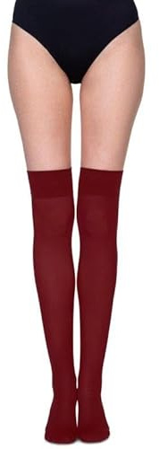Annes styling Calcetines altos por encima de la rodilla para mujer, clásicos, 60 DEN, burdeos, Talla única