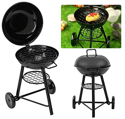 Zerodis Muñecas y Juguetes de Peluche, Material de Hierro, Mini Parrilla para Barbacoa, Accesorio para Casa de Muñecas 1:12, Escenas de Cocina Al Aire Libre, Horno Redondo para Casa de