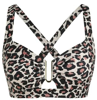 ZAFUL Women Leopard Bikini Top Only - U Wired Bathing Suit Top Leopard L