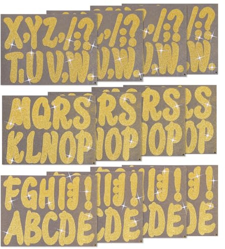 PATIKIL 144Pcs Glitter Bulletin Board Letters, 4 Inch Poster Board Cardboard Letter Alphabet Punctuation Self Adhesive for Art Craft Classroom Mailbox Scrapbook Sign, Shiny Yellow
