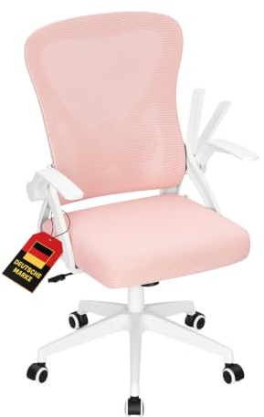 WOLTU Sedia da Ufficio Ergonomica con Supporto Lombare e Ruote, Altezza e Braccioli Regolabili, Sedia Scrivania con Funzione Oscillante e Girevole 360°, in Tessuto a Rete, per Studio o Ufficio, Rosa