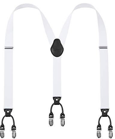 Lafayon Mens Braces 6 Clips Y-Back 3.5 cm Heavy Duty Adjustable Elastic Braces for Men Trousers with Strong Metal Clips and Gift Box