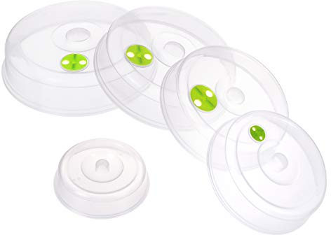 Set mit 5 Mikrowellenteller-Abdeckungen mit verstellbaren Dampföffnungen; Mikrowellen-Spritzschutzabdeckungen – gemischte Größen für große und kleine Speiseteller, Schüsseln