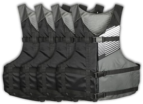 Stohlquist Adult Life Jacket PFD 4-Pack. US Coast Guard Approved Type III Life Vest for Kayak, Boat, Paddleboard & Water Sports – Lightweight Adjustable Fit for Men & Women 90+ lbs