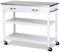 COSTWAY Kitchen Storage Trolley, Mobile Serving Cart with Stainless Steel Flip Worktop and Tower Bar, Portable Storage Island on Wheels for Home Restaurant (without Flip Top, White, 116x53x93cm)