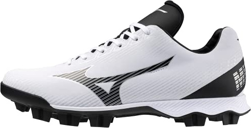 Mizuno Men's Wave Lightrevo Baseball Shoe, White-Black, 12.5