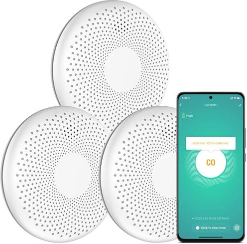 Aroha Smart Connect Rauchmelder & Kohlenmonoxid Melder WLAN - 10 Jahre Batterie - Kombination CO Melder & Feuermelder - Tuya & Smartlife - 3 Set