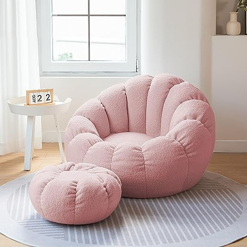DTLEO Pouf Poire - Fauteuil Housse Uniquement pour Intérieur et Extérieur (Sans Remplissage) - Classique pour Salon, Balcon, Rose