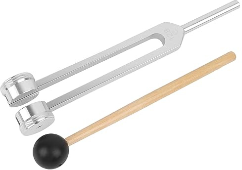 Tyenaza Diapasón Profesional, Juego de Diapasón de 128 Hz, Diapasón de Aleación de Aluminio de 128 Hz, con Martillo de Silicona y Herramienta de Reparación Ofrece Respuesta de Frecuencia Precisa