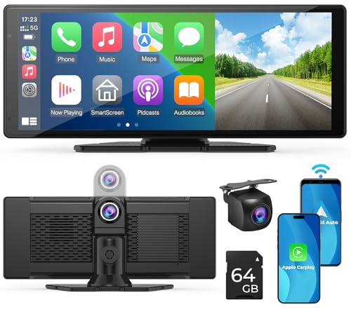 Drahtloses A-pple Carplay und Android Auto 10,26-Zoll-Touchscreen-Autoradio:1080p-Rückfahrkamera, Mirror Link, Siri, FM, Bluetooth – tragbare Drive Mate-Navigation