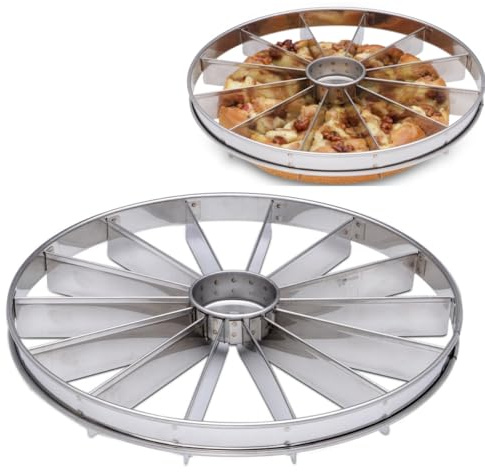 Professional Pie Slicer and Cake Divider | Stainless Steel Pie Portion Cutter Press Cake Marker Evenly14 Portions