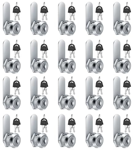 20 Stk Briefkastenschloss, 16mm Briefkasten Schloß mit Schlüssel, Schrankschloss, Sicherheit Postfachschloss, Nockenschloss, Hebelschloss, Schranktürschlösser für Briefkästen, Schranktüren, Möbel (20)