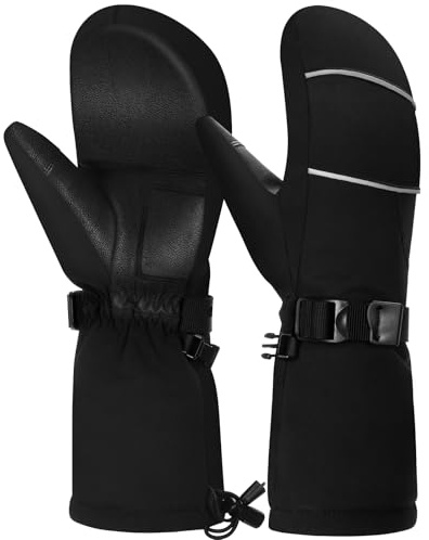 BLUEVER Gants de Ski pour Adultes, Moufles Imperméables et Chauffantes Homme Femme, Gants d'hiver Anti-Vent pour Neige avec Écran Tactile