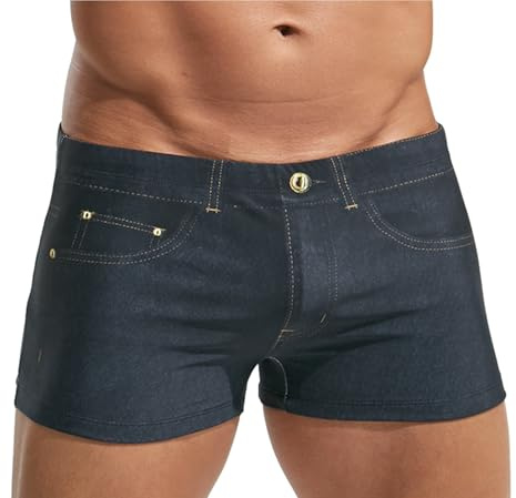 SEAUR Bañador de pierna cuadrada para hombre, cintura baja, estampado vaquero, bañador de playa, para deportes acuáticos, piscina, calzoncillos tipo bóxer