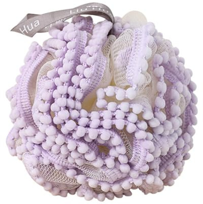 Zanthicia Boules de bain exfoliant bain corps éponge serviette bouffée résistance nettoyant douche peau produits fournitures épurateurs, Violet