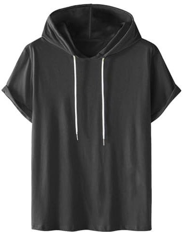 2026 Camiseta con Capucha Hombre de Manga Corta, Camisa Hombre Deportiva Casual de Verano Ropa Suelta cómodo T-Shirts Capucha Cordón Ajustable Hoodie