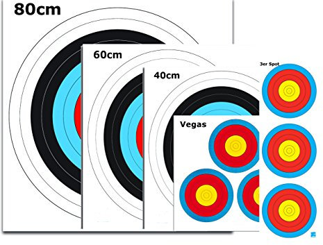 WA Bogenschießen Zielscheiben Auflagen Mix - 5 Größen, Inkl. 4 ASES Scheibennägel & est-bogensport Aufkleber, Wetterbeständig
