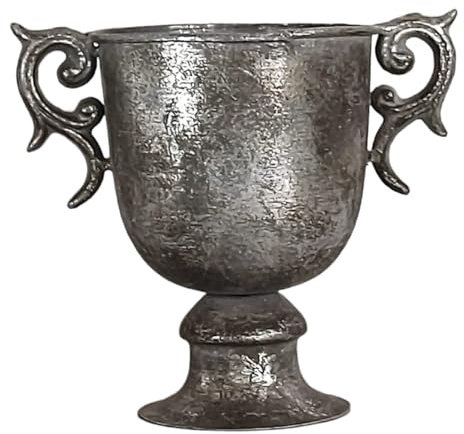 GMMH Copa de ánfora, jarrón decorativo, jarrón de flores, de metal antiguo, vintage, decoración retro (LN30-7, color plateado)