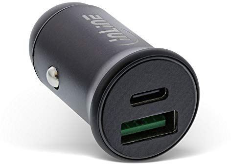 InLine® Power Delivery - Caricabatterie Adattatore USB da auto, USB-A + USB tipo C, nero