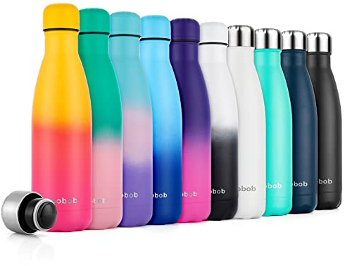 Apobob Edelstahl Trinkflasche 500ml 750ml - Vakuum Isolierte Thermosflasche & Kühlflasche - BPA Frei Trinkflasche Metall Vakuum Wasserflasche für Kinder, Schule, Fahrrad, Laufen, Yoga