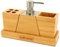 Edihome, Seifenspender Holz, Badezimmer Set, Bad Accesoires, Bad Zubehör, Bathroom Accesories, Bambus, 1x Seifenspender, 1x Zahnbürstenhalter, 1x Zahnputzbecher, 1x Untersetzer