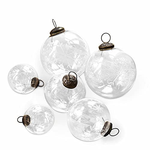 Loberon Weihnachtsschmuck 6er Set Coro, DREI Größen, Liebevolle Schneeflockengravur, Klares Design, Christbaumschmuck, Weihnachtsdeko, Weihnachten, Glas, klar