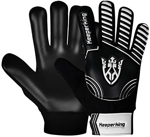 Keeperking Torwarthandschuhe Kinder, Jungen und Mädchen, Junior Fußballhandschuhe Fußball Spielerhandschuhe für Jungen tormannhandschuhe Große 4-7 (Claw 2.0 Schwarz, 5)