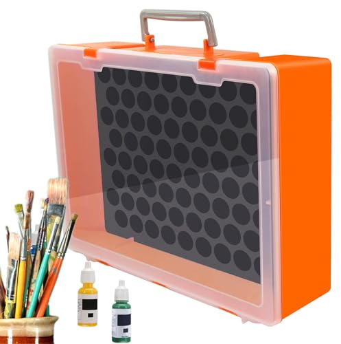 Evemodel 1 Set Model Paint Bottle Portable Organizer With 84 Holes (diameter 25.5mm) Bottle Holder Tabletop Colours Storage Model Building Tools (Storage Box)