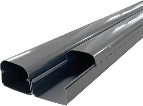 2m Kanal Half-Cover (2000x74x56 LxBxH) (T 75 - Opt) in anthrazitgrau - aus Kanalsystem Optima 75 - Opt für Klimaanlagen/Wärmepumpen