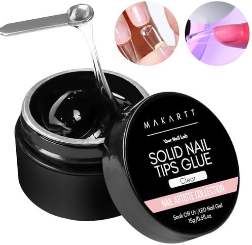 Makartt Nail Glue - 3D Nail Gel for Nail Art,Solid Glue Gel for Press Ons, Tips & Acrylics, Extra Strong False Nail Glue for Long Lasting,Non-Sticky Hands Hard for Decoration UV/LED Curing Needed
