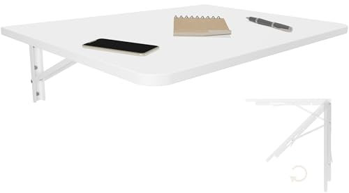 KDR Wandklapptisch 70x40 cm Weiß mit abgerundeten Ecken – Klappbarer Tisch zur Wandmontage – als Esstisch, Schreibtisch, Küchentisch oder Arbeitsplatz – Platzsparend & vielseitig einsetzbar