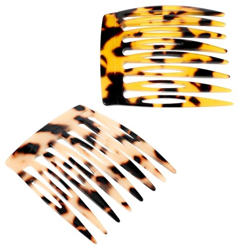 Lot de 2 mini peignes à cheveux pour chignons – Accessoires de coiffure français pour peignes décoratifs (onyx marron)