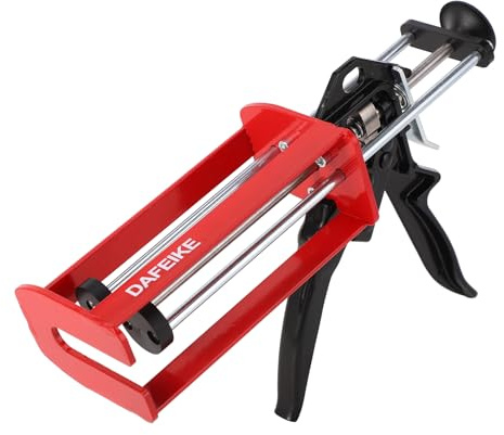 DAFEIKE 400 ml Epoxy Gun Dual Component Caulking Gun Manual Double Cartridge Caulk Gun Panel Bond Adhesive Applicator for 13.5 fl oz Mix Ratio 1:1 and 2:1, Red