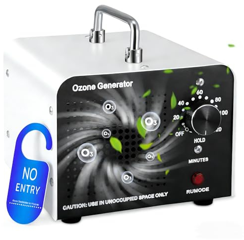 Ozongenerator 60 000 mg/h, industriell luftrenare, ozoniserare, ozonanordning med 120 minuters timer för 300–400 ㎡, luktdödare för hem, bilar, sovrum