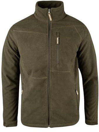 JACK PYKE Mens Waterproof Fleece Jacket, Breathable Long Sleeve Fleece Top with Elasticated Waist, Adjustable Cuffs & Zipped Pockets, Ideal for Hiking, Hunting & Country Wear – Earth Green/Brown M