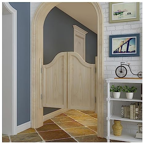 Portes de salon battantes en bois avec charnières à fermeture automatique de style occidental pour café, bar, portes d'entrée pour cuisine et couloir (D 75 x 90 cm)