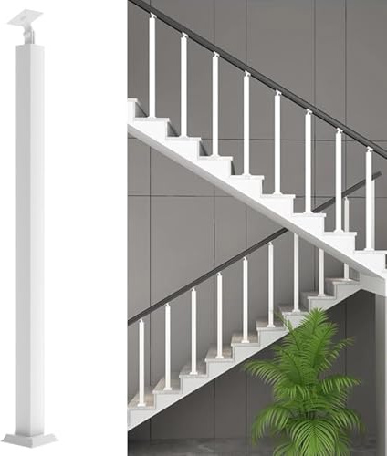 Adjustable 270° Iron Stair Railing for Indoor Stairs Square Stair Posts & Columns for Stairs and Terraces Includes Base Socket Set (Size: 85cm 33.5in)