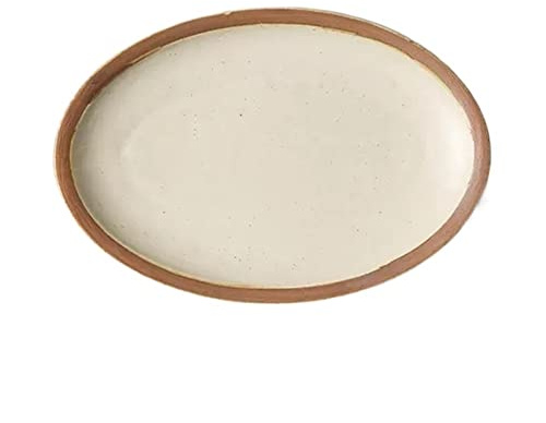 djup tallrik Fisktallrik Keramik Hushållsångad fisktallrik Keramisk porslin Stor oval mattallrik Restaurang Kök Retro Platt tallrik(Små)