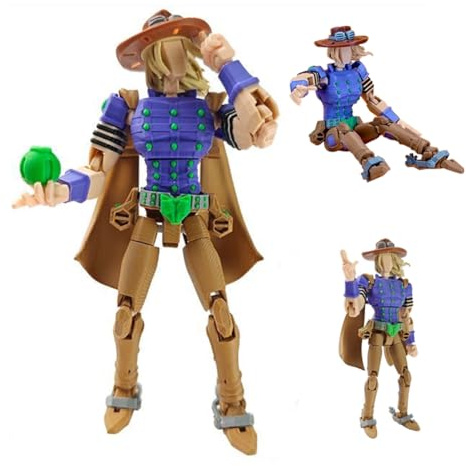 Jiumaocleu Gyro Zeppeli flyttbar actionfigur – 3D-tryckta flerskarvade figurer Gyro Zeppeli superactionstaty utbytbara tillbehör samlarfigur 15 cm